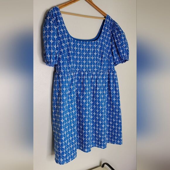 Rhode Eyelet Mini Babydoll Dress Blue With pockets Size XXL - Picture 4 of 16